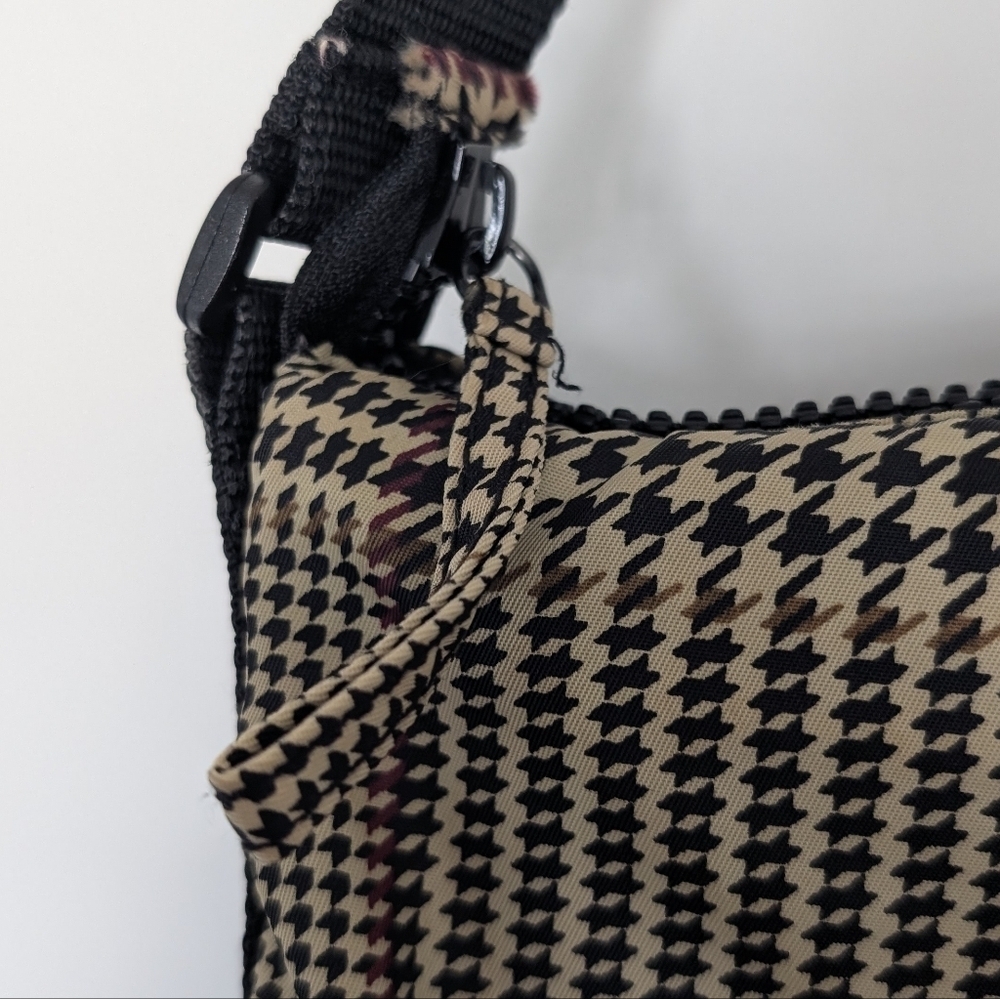 Lauren Ralph Lauren Tan Black Houndstooth Plaid Shoulder Bag Y2K Small Classic - Picture 7 of 14